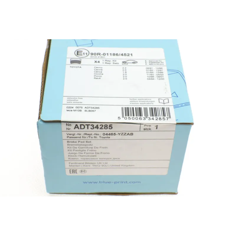 Колодки гальмівні передні BLUE PRINT ADT34285 для Toyota Camry, Corolla, Rav4