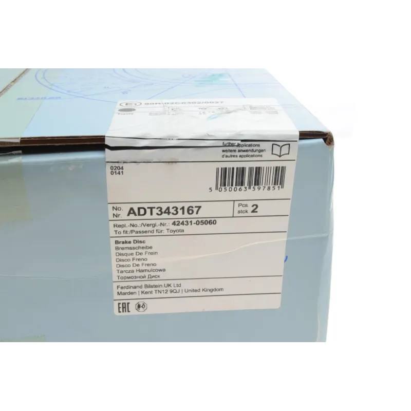 Диск гальмівний задній BLUE PRINT ADT343167 для Toyota Avensis T25 2003-2008 (280x10 мм)