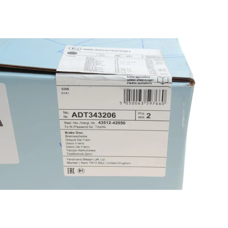 Диск гальмівний передній BLUE PRINT ADT343206 для Toyota Camry/RAV4 296x28 мм