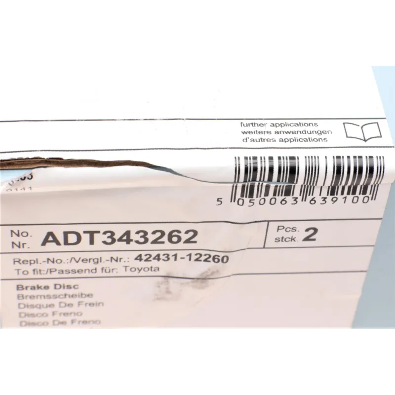 Диск гальмівний задній BLUE PRINT ADT343262 для Toyota Auris, Corolla (259x9 мм)