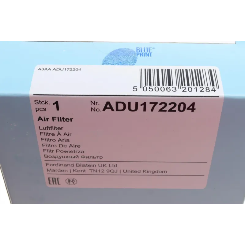 Фільтр повітряний BLUE PRINT ADU172204 для Smart Fortwo 451 2007- (267x111x35 мм)
