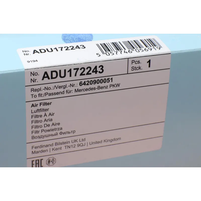 Фільтр повітряний BLUE PRINT ADU172243 для Mercedes-Benz Vito W639 3.0 CDI OM642 2003-