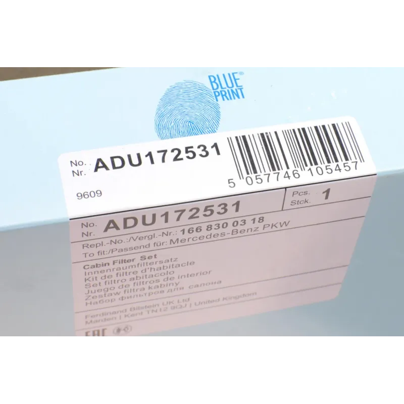 Фільтр салону вугільний BLUE PRINT ADU172531 для Mercedes-Benz M-Class W166 2011-, 253x134x40 мм