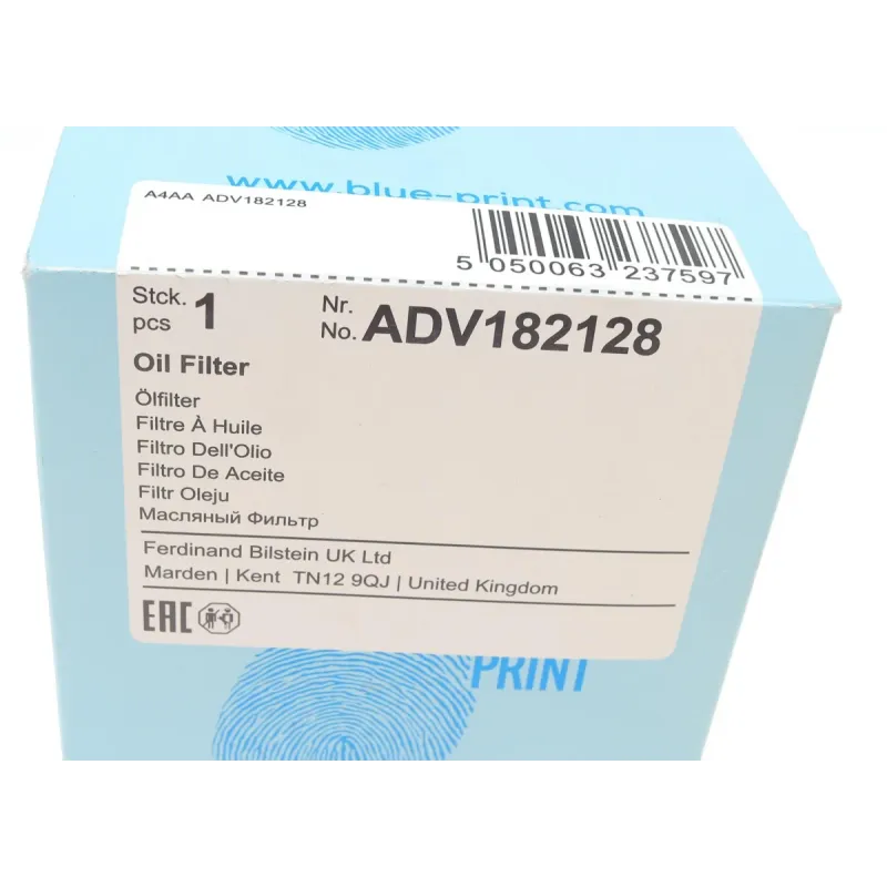 Фільтр масляний BLUE PRINT ADV182128 для Volkswagen Touareg 5.0 V10 TDI 2002-2010, 92x34x142 мм