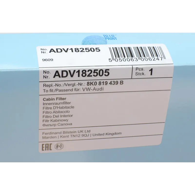Фільтр салону вугільний BLUE PRINT ADV182505 для Audi A4 B8 2007-2015, A6 C7 2011-2018