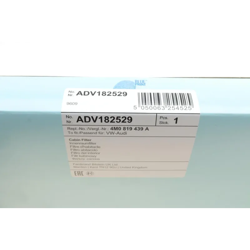 Фільтр салону вугільний BLUE PRINT ADV182529 для Audi A4 B9 2015-, 309x221x30 мм