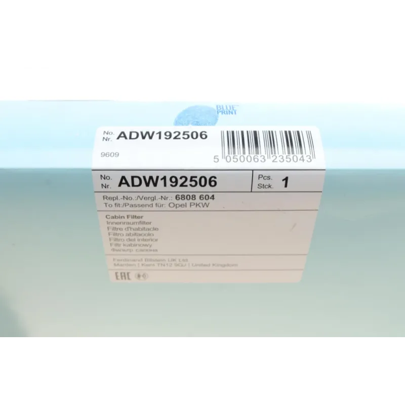 Фільтр салону BLUE PRINT ADW192506 для Opel Meriva A 2003-2010, 239x210x32 мм