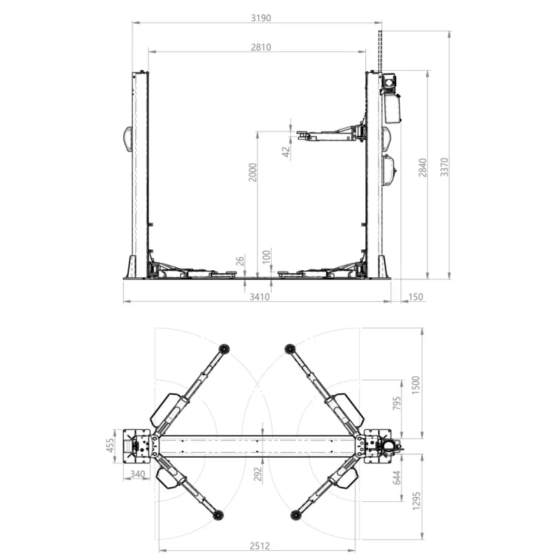 Підйомник двостійковий BM TOOLS 31100002 5000 кг 380В нижня синхронізація