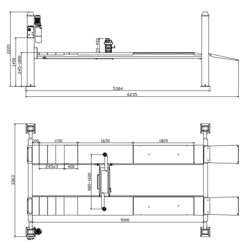 Підйомник чотирьохстійковий BM TOOLS 31100007 5000 кг, 1800 мм