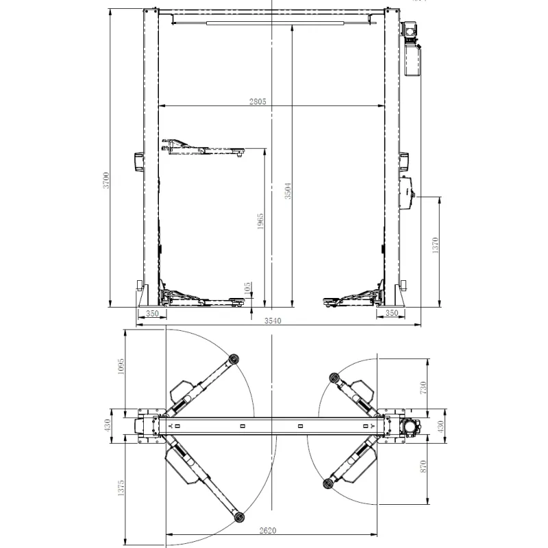 Підйомник двостійковий BM TOOLS 31100009 4000 кг 230В верхня синхронізація