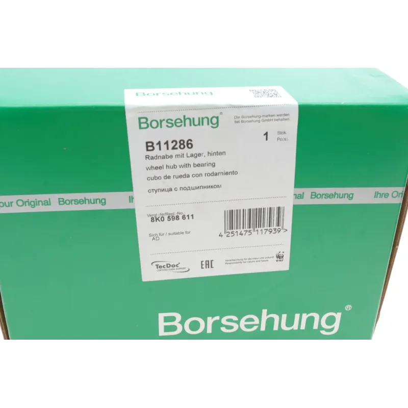 Підшипник маточини задній BORSEHUNG B11286 для Audi A4 B8/B9 2007- 8K0598611