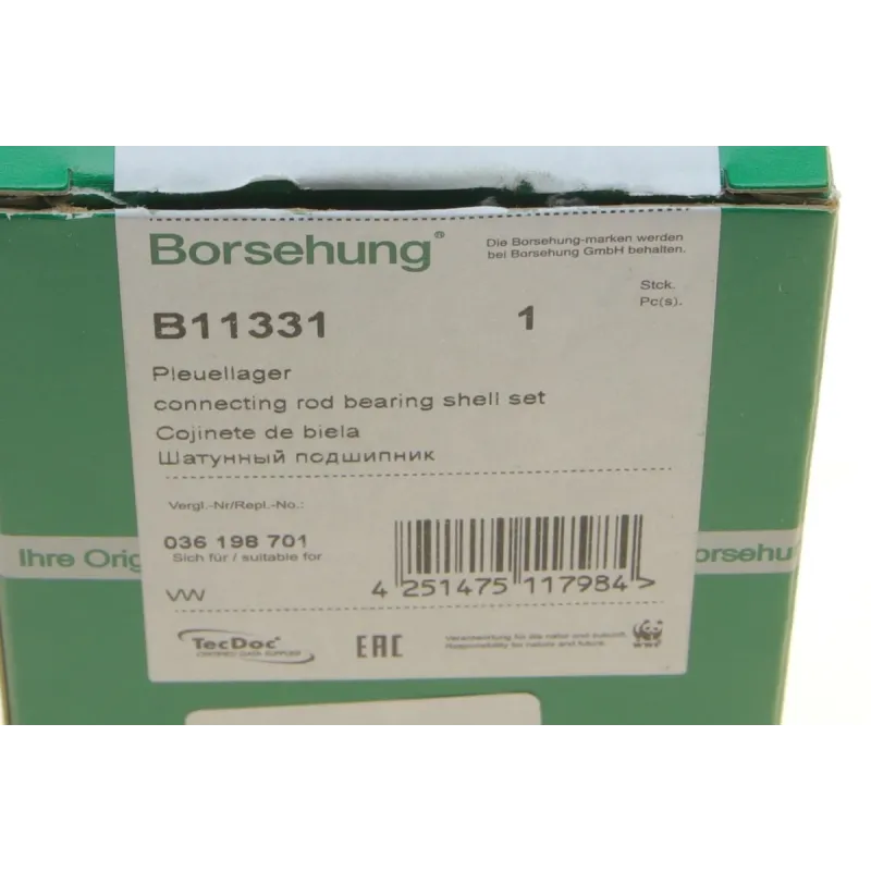 Вкладиші шатунні BORSEHUNG B11331 для VW Polo 1.4 2009-2014, Audi A2 2000-2005