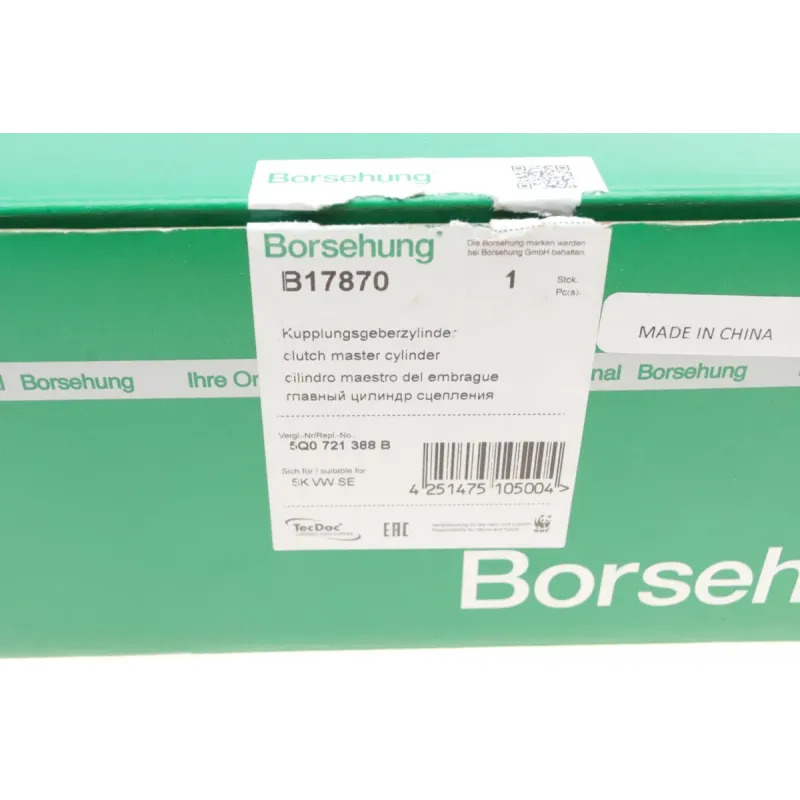 Циліндр зчеплення головний BORSEHUNG B17870 для Volkswagen Golf, Passat, Audi A3 2012-