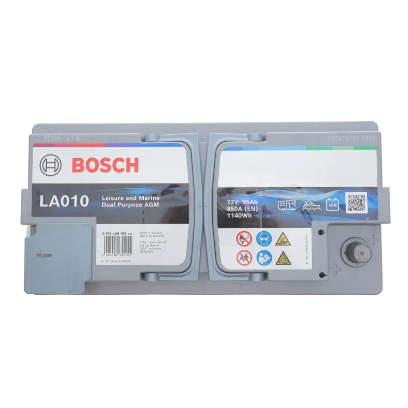 Акумулятор BOSCH 0 092 LA0 100 Dual Purpose AGM 95Ah 850A для Alfa Romeo Giulia, Stelvio, ALPINA B10, B12 353x175x190мм