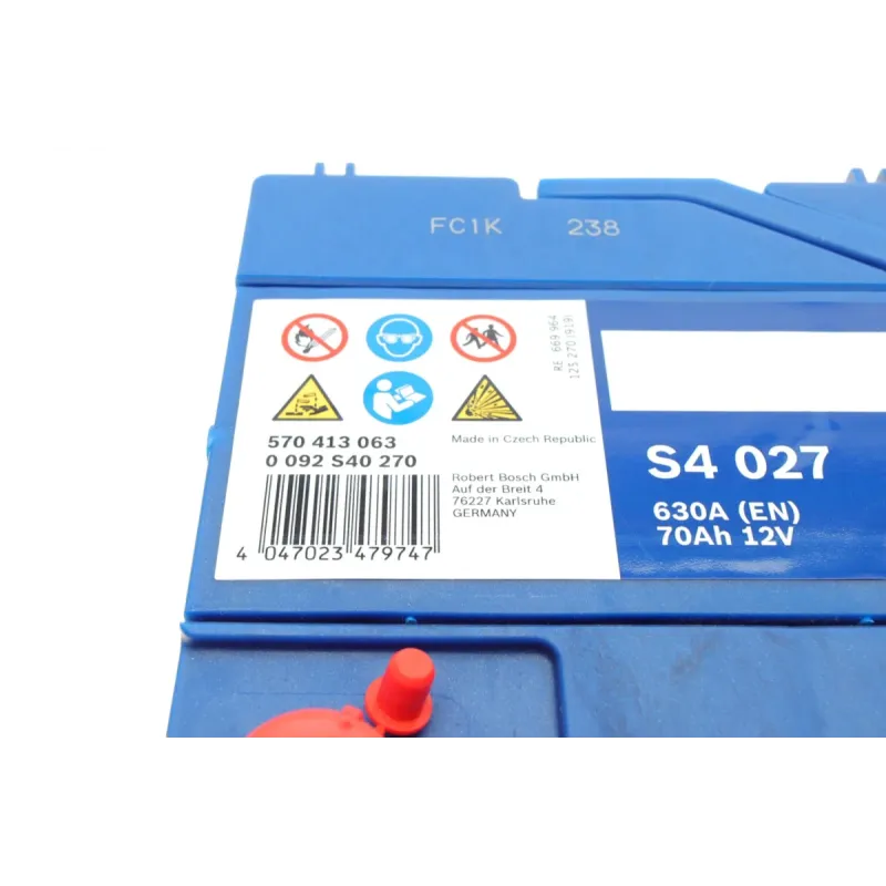Акумулятор BOSCH 0 092 S40 270 70Ah 630A 12V 260x173x225 мм для Alfa Romeo, Aston Martin