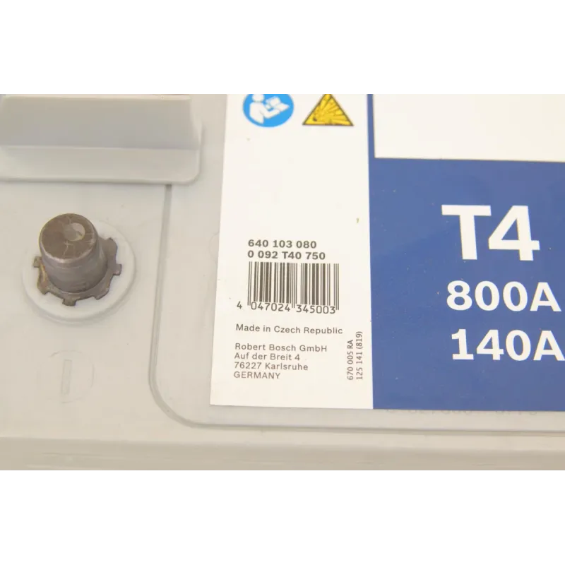 Акумулятор BOSCH 0 092 T40 750 140Ah 800A для DAF 75, CF 85, MAN F 9
