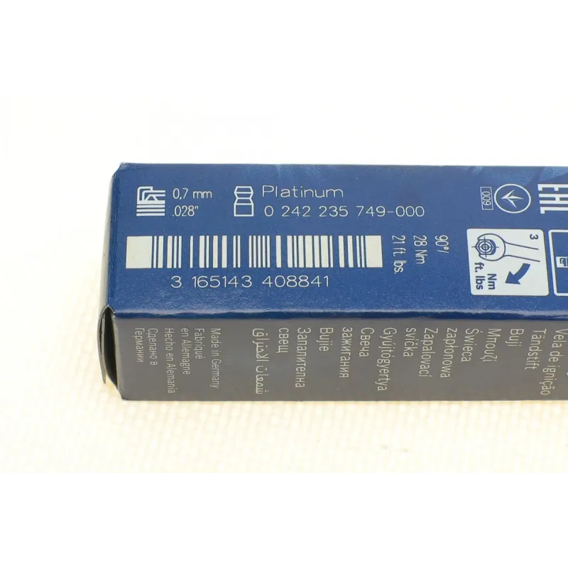 Свічка запалювання BOSCH 0 242 235 749 для Renault Laguna/Megane/Scenic 2.0/2.0TCe 2004-, M 14x1.25
