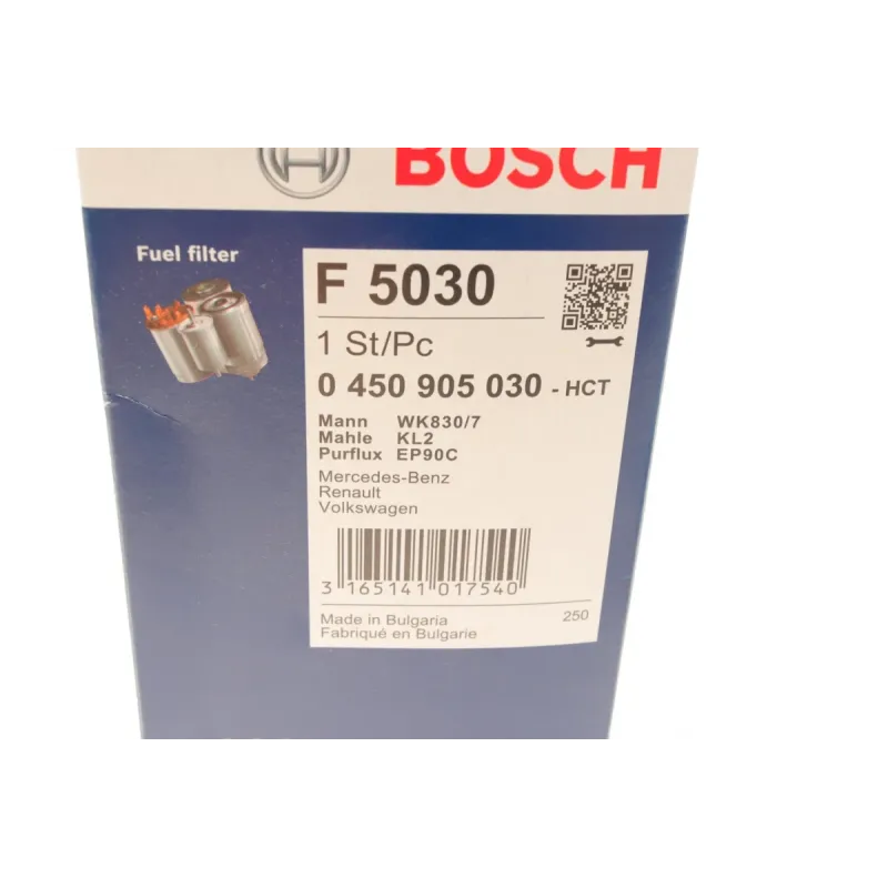 Фільтр паливний BOSCH 0 450 905 030 для BMW 3 (E30/E36) 1.6-2.5 i, Audi A4 (B5) 1.8 T, діаметр 81 мм