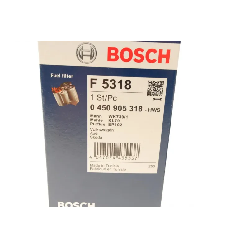 Фільтр паливний BOSCH 0 450 905 318 для Volkswagen T5 2.0-3.2 2003-2015, 82x74.9x175 мм