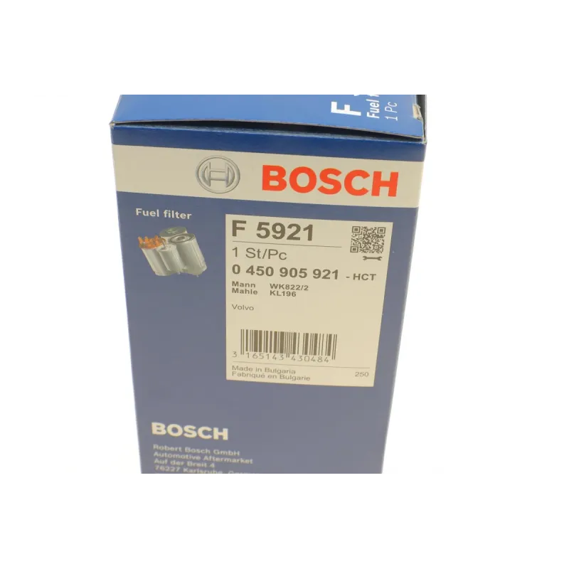 Фільтр паливний BOSCH 0 450 905 921 для Volvo S40 I/S60 I, 1.6-4.4 л, 1995-2014