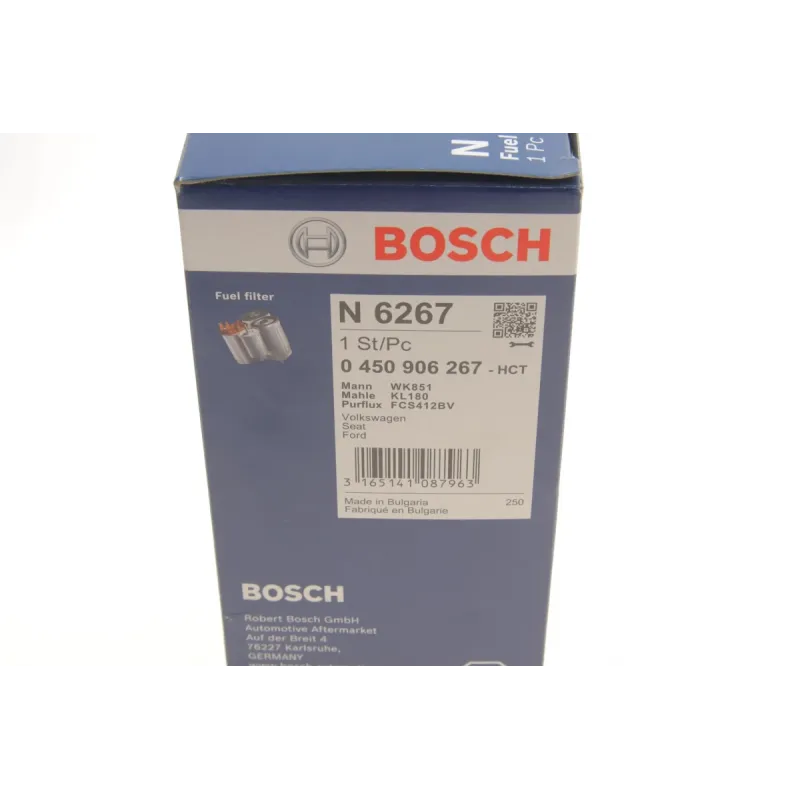 Фільтр паливний BOSCH 0 450 906 267 для Volkswagen T4 1.9-2.5 TDI, діаметр 87 мм