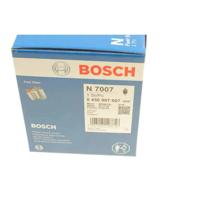 Фільтр паливний BOSCH 0 450 907 007 для Citroen Nemo 1.4HDI, Peugeot 206 1.4HDI, Ford Fiesta 1.4 TDCi, магістральний, 131.6x126.5 мм