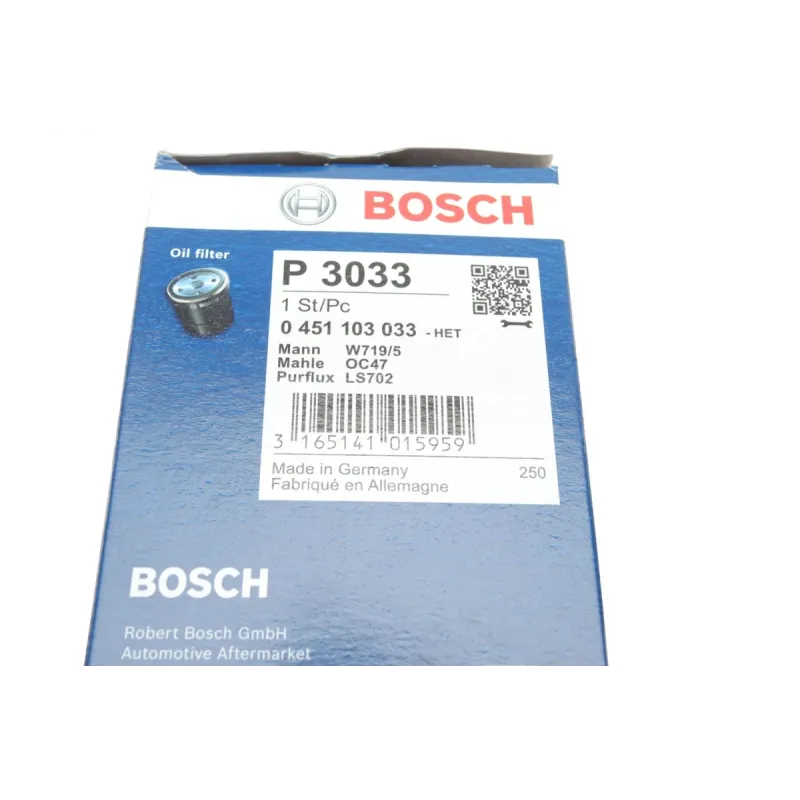 Фільтр масляний BOSCH 0 451 103 033 для Volkswagen T4 1.8/2.0i 1990-2003, 76x123 мм