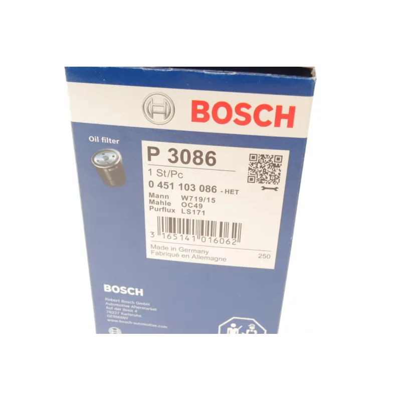 Фільтр масляний BOSCH 0 451 103 086 для BMW 3 (E30) 1.8/2.0i 82-91, 76x123 мм