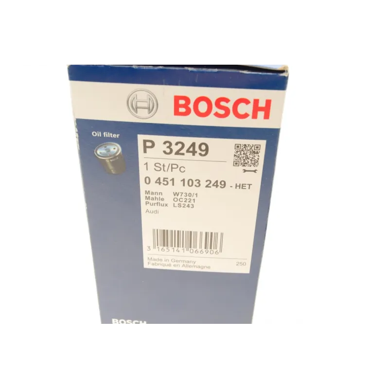 Фільтр масляний BOSCH 0 451 103 249 для Audi 80/VW Passat 1.9TDI 1991-1994, 76x169 мм