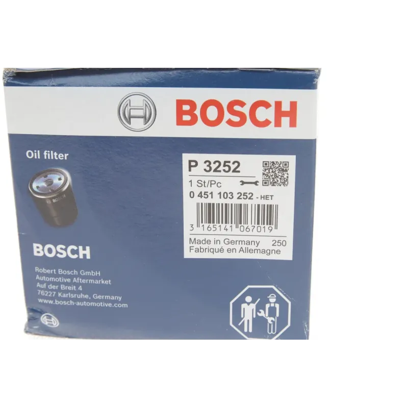 Фільтр масляний BOSCH 0 451 103 252 для Ford Transit 2.5D/TD, Connect 1.8Di/TDCi, зовнішній діаметр 93 мм