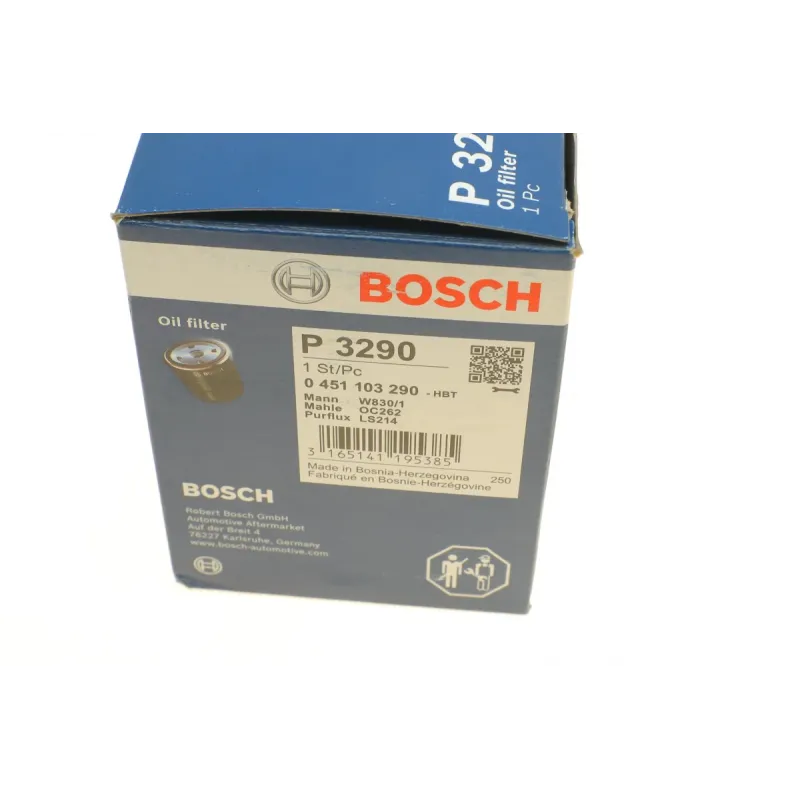 Фільтр масляний BOSCH 0 451 103 290 для Volkswagen Transporter T4 1.9TDI 1992-2003, 86 мм