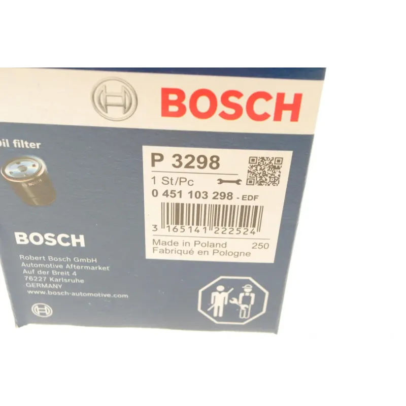 Фільтр масляний BOSCH 0 451 103 298 для Ford Escort IV 1986-1990, Fiesta 1.0-1.6, Skoda Favorit 1.3 1989-1997