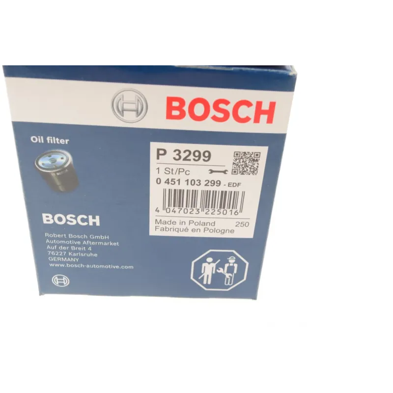Фільтр масляний BOSCH 0 451 103 299 для Renault Trafic, Master 1.7/2.0/2.2 1980-1998, 75x85 мм