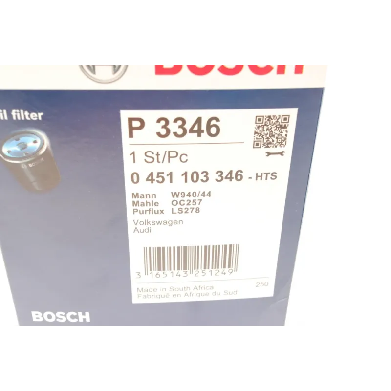 Фільтр масляний BOSCH 0 451 103 346 для Audi A4, VW Passat 1994-2001, 94x140 мм