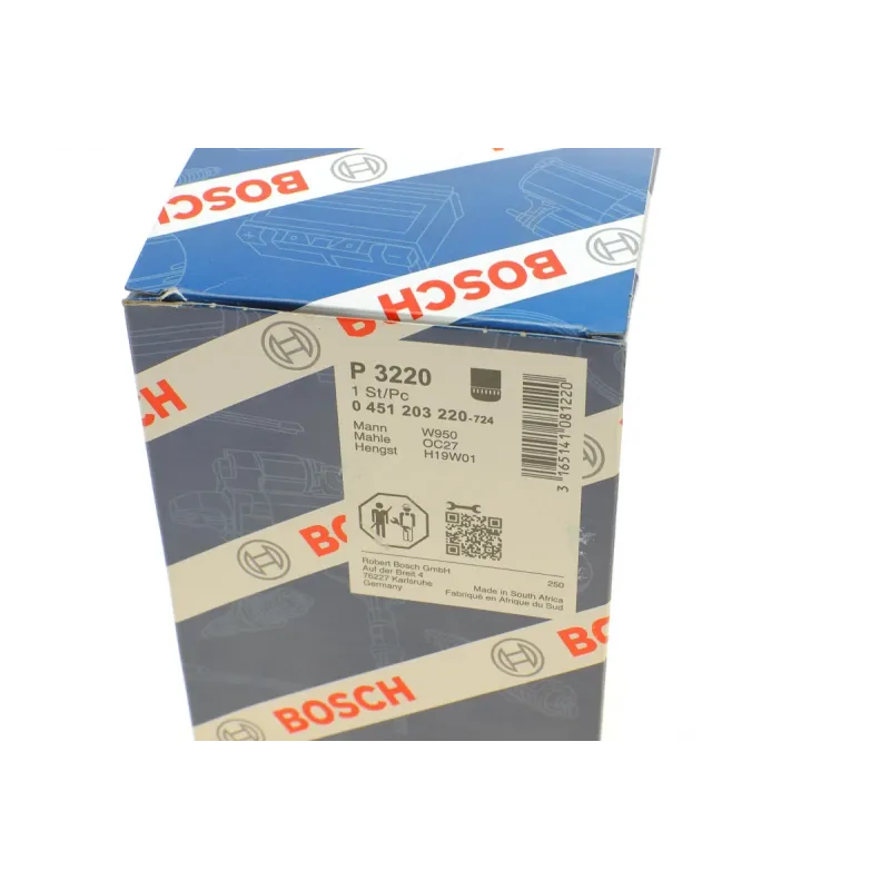 Фільтр масляний BOSCH 0 451 203 220 для DAF 65 CF, F 1800, F 2000, 93x177 мм