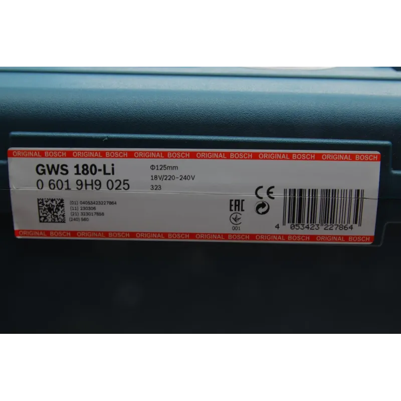 Шліфмашина акумуляторна кутова BOSCH GWS 180-LI PROFESSIONAL 0 601 9H9 025 11000 об/хв 125мм