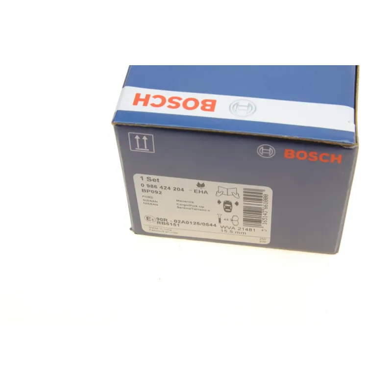 Колодки гальмівні передні BOSCH 0 986 424 204 для Nissan Terrano/Mistral II, Ford Maverick, 145x56.3x16.2 мм