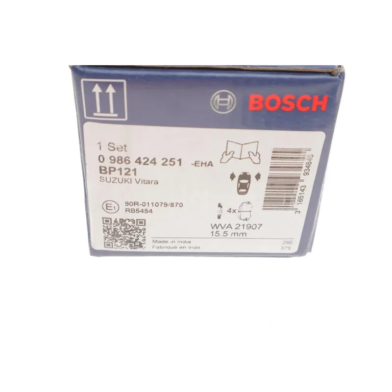 Колодки гальмівні передні BOSCH 0 986 424 251 для Suzuki Grand Vitara, Escudo 1998-2006, 116.7x45.5x15.5 мм