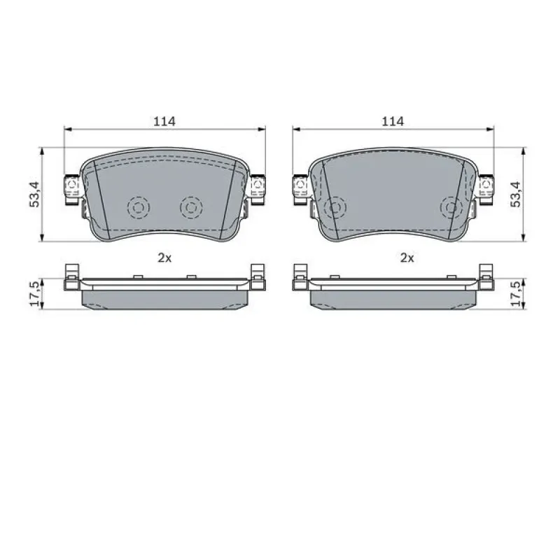 Колодки гальмівні задні BOSCH 0 986 424 437 для Citroen Jumpy/Peugeot Expert 2016-, 17.4 мм