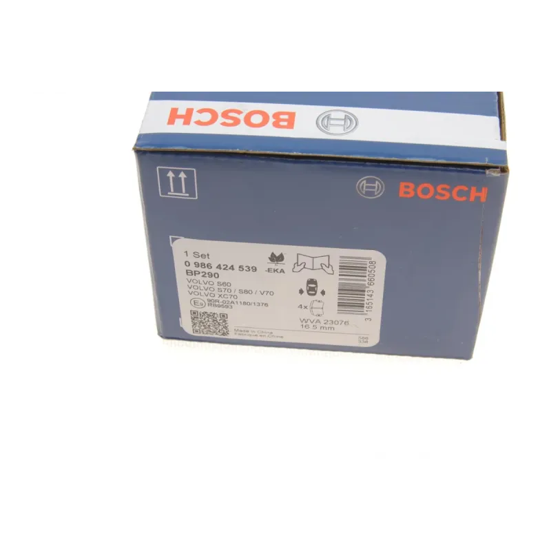 Колодки гальмівні задні BOSCH 0 986 424 539 для Volvo S60/S80/V70, 122.6x53.8 мм