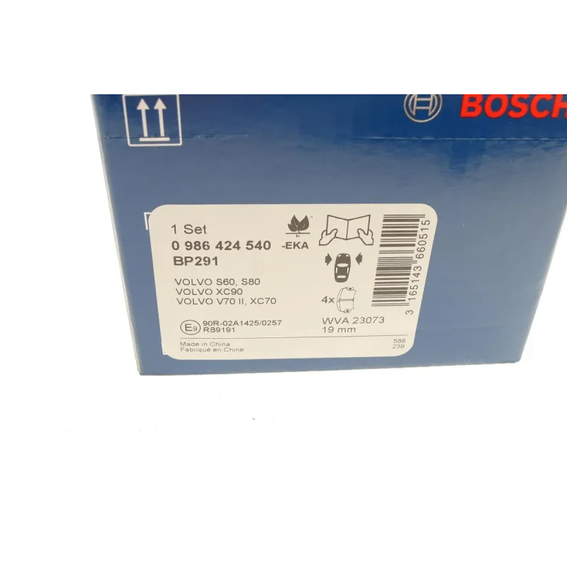 Колодки гальмівні передні BOSCH 0 986 424 540 для Volvo S60/S80 1998-2010, 155.4 мм