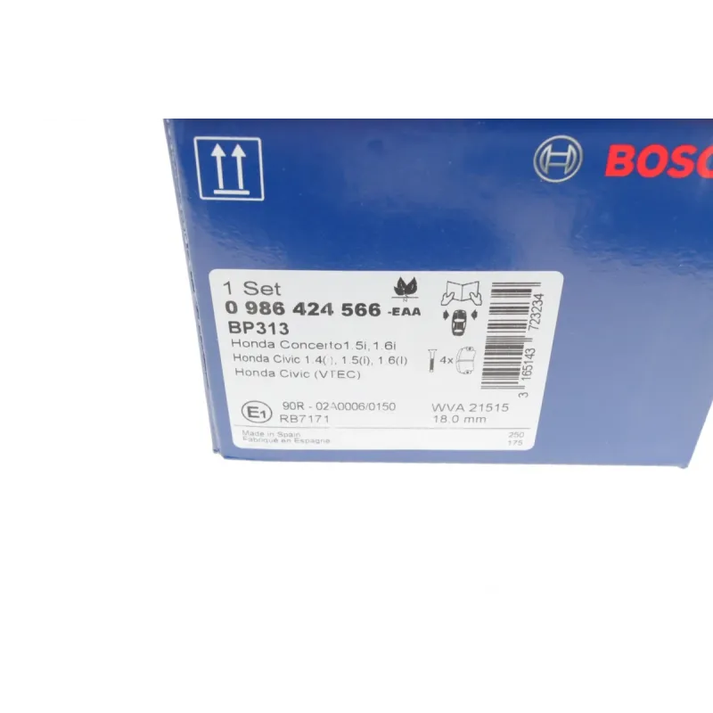 Колодки гальмівні передні BOSCH 0 986 424 566 для Land Rover Freelander LN 1998-2006, 17.2 мм