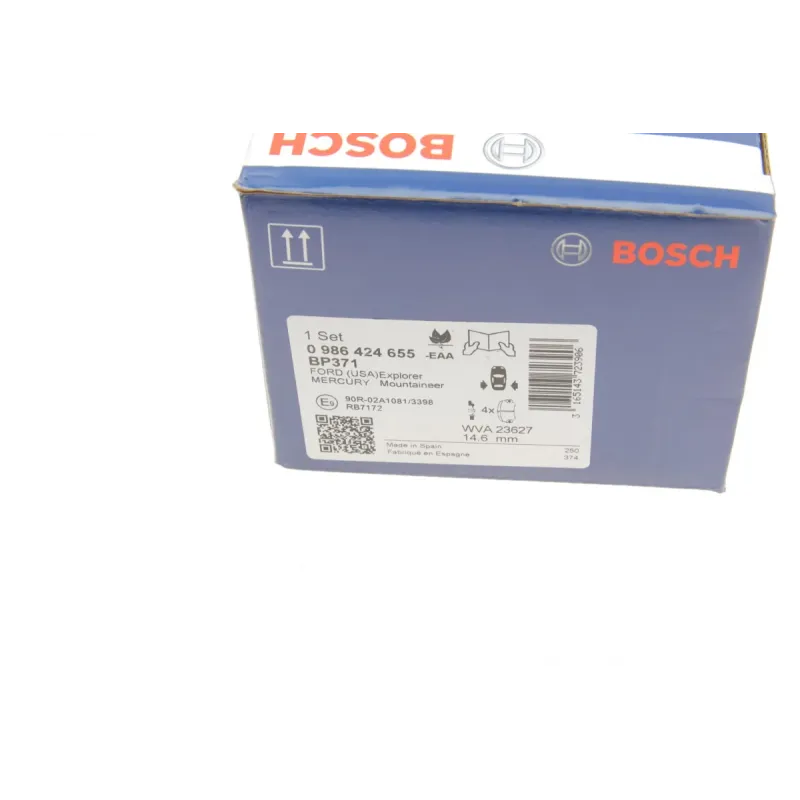 Колодки гальмівні задні BOSCH 0 986 424 655 для Ford Explorer 1994-2002, 140.3x45.2x14.6 мм