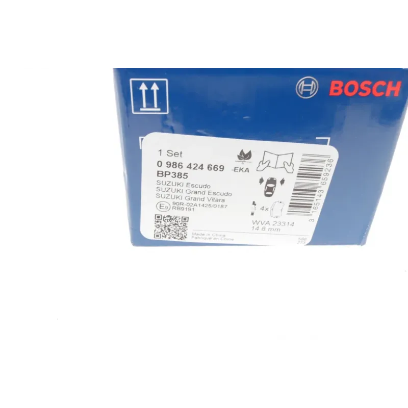 Колодки гальмівні передні BOSCH 0 986 424 669 для Suzuki Grand Vitara 1.6-2.7 VVTi 1998-2006, 110.4x55x15 мм
