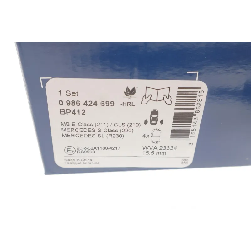 Колодки гальмівні задні BOSCH 0 986 424 699 для Mercedes-Benz E-Class W211/W212, S-Class W220/W221 1998-