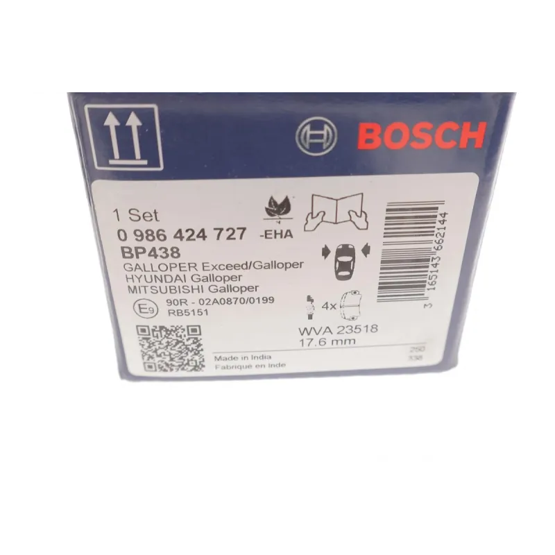 Колодки гальмівні передні BOSCH 0 986 424 727 для Hyundai Galloper I/Sonata IV 1991-2003