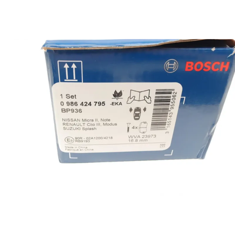 Комплект гальмівних колодок передніх BOSCH 0 986 424 795 для Renault Kangoo, Logan, Duster, Megane 07-12