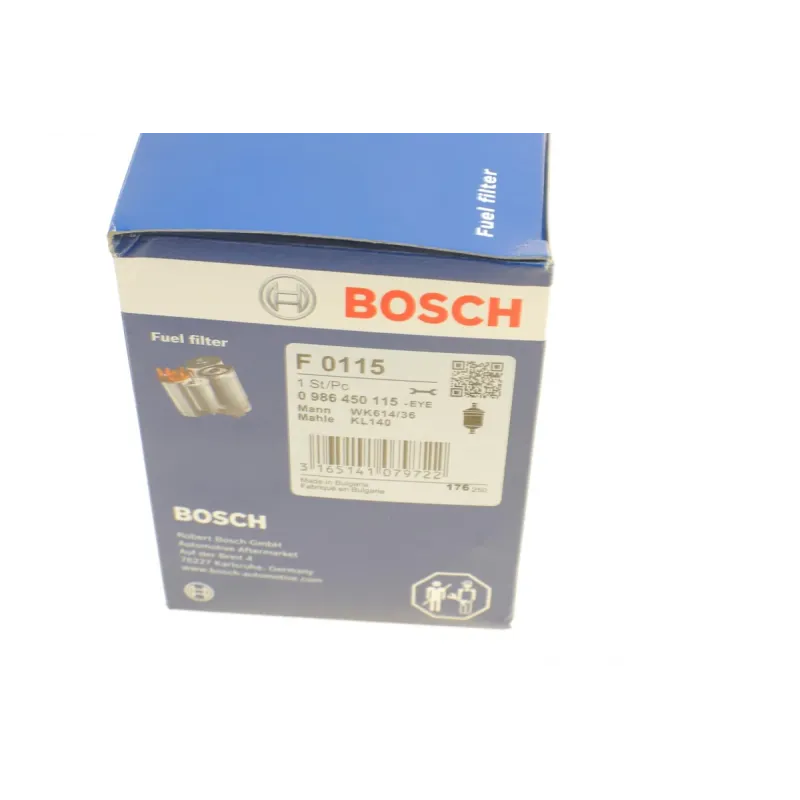 Фільтр паливний BOSCH 0 986 450 115 для Toyota Corolla E10/E11 1992-2007, магістральний, M12x1.25/M14x1.5