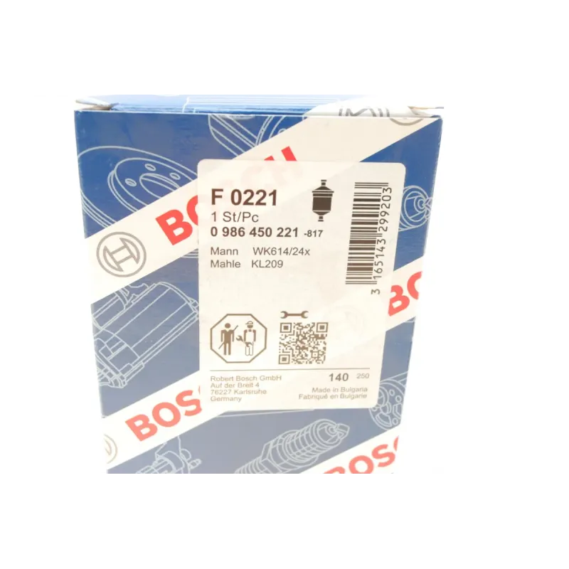 Фільтр паливний BOSCH 0 986 450 221 для Toyota RAV 4 (SXA1_) 1994-2000, M 12x1.25