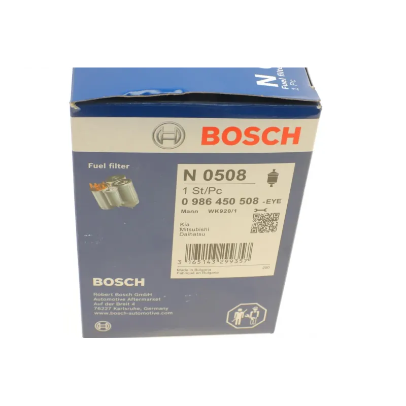 Фільтр паливний BOSCH 0 986 450 508 для Mitsubishi Lancer III, Hyundai H-1, 89.5x98x136 мм